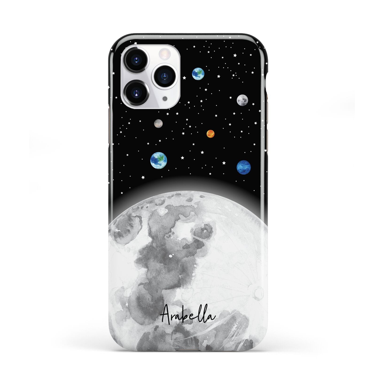 Watercolour Close up Moon with Name iPhone 11 Pro 3D Tough Case