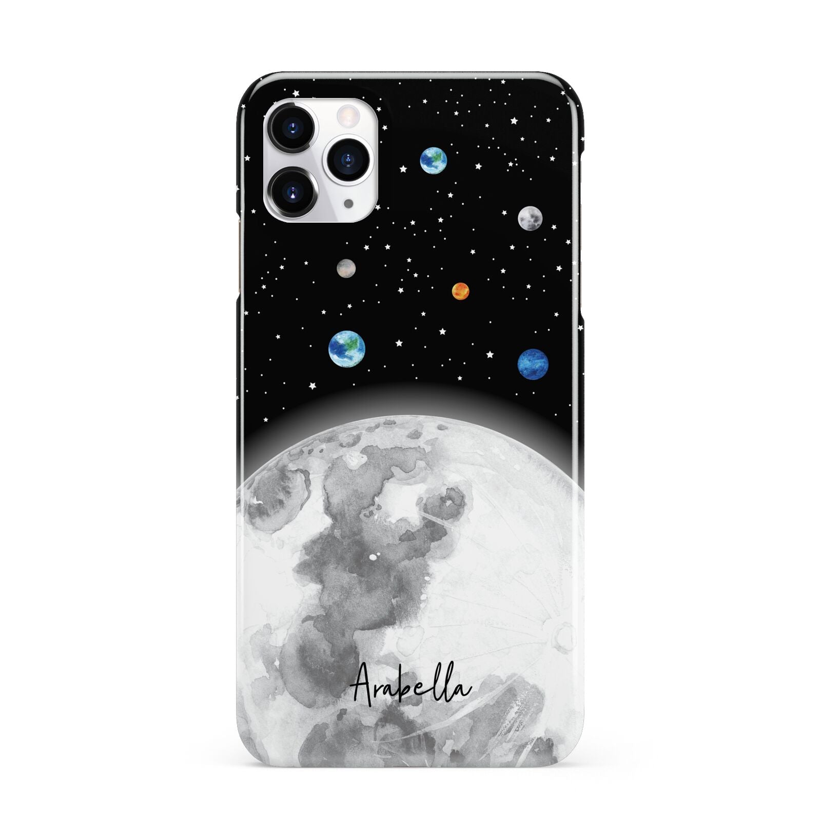 Watercolour Close up Moon with Name iPhone 11 Pro Max 3D Snap Case