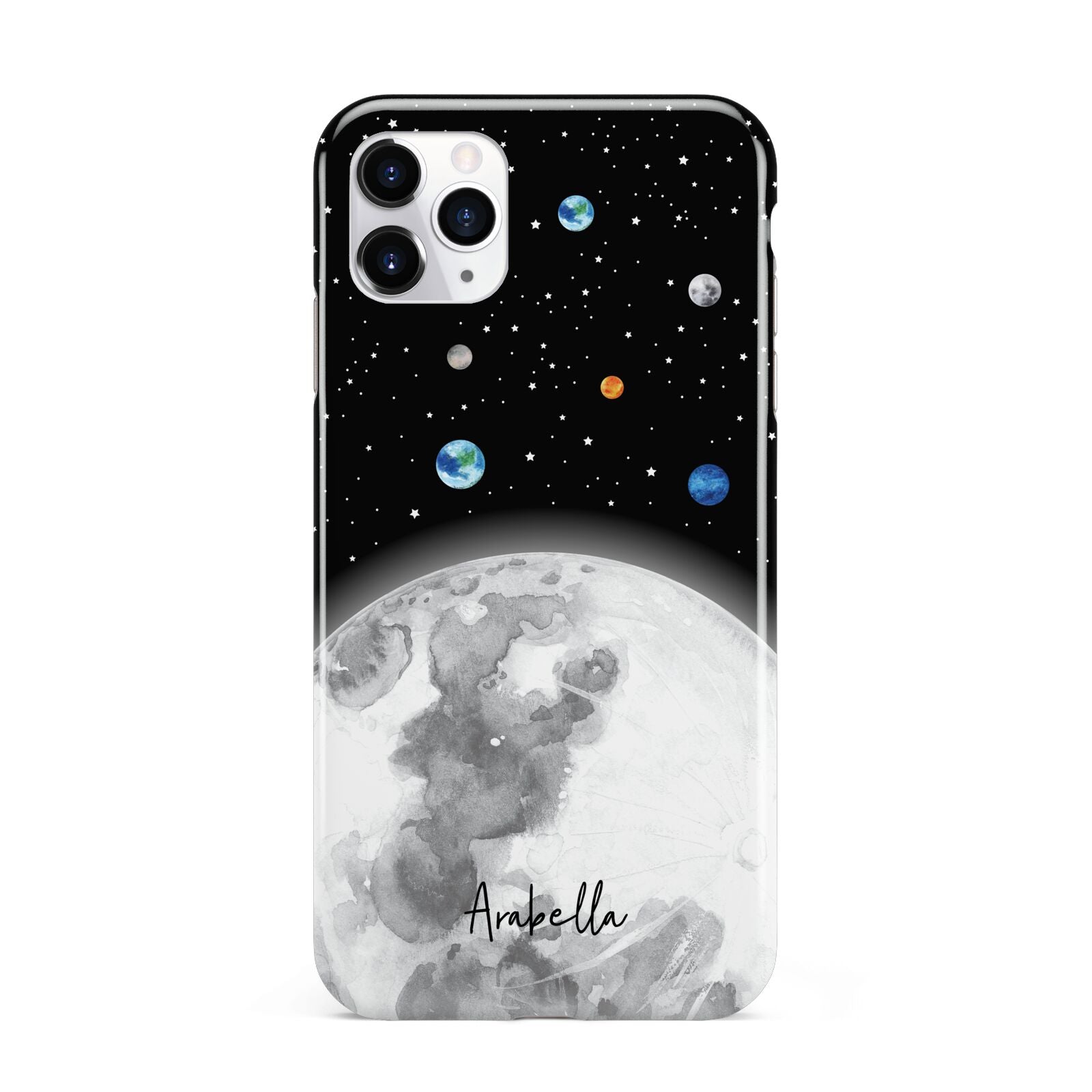 Watercolour Close up Moon with Name iPhone 11 Pro Max 3D Tough Case