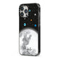 Watercolour Close up Moon with Name iPhone 13 Pro Max Black Impact Case Side Angle on Silver phone