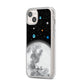 Watercolour Close up Moon with Name iPhone 14 Plus Clear Tough Case Starlight Angled Image