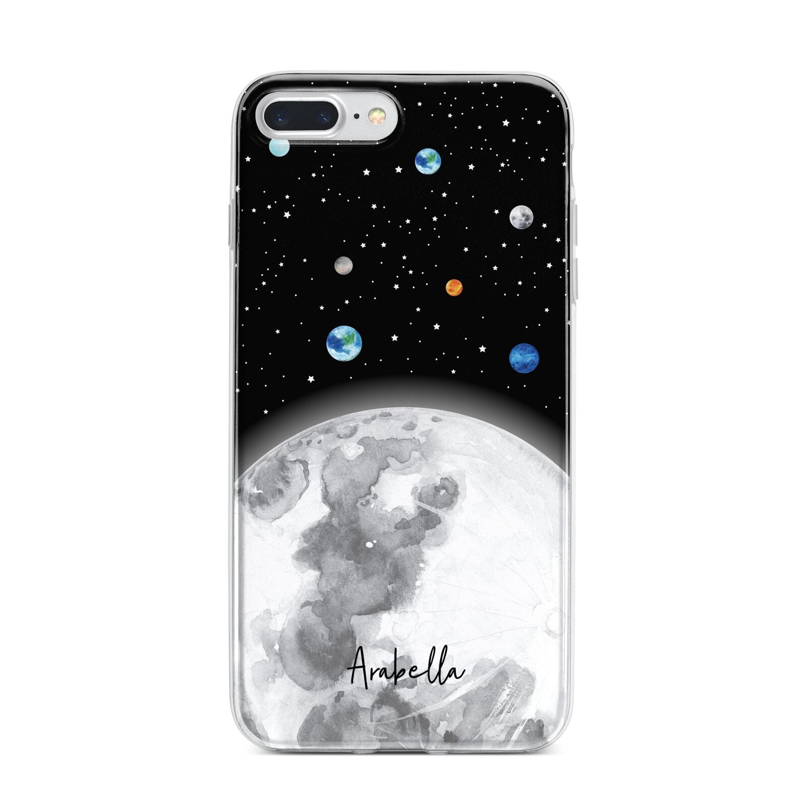 Watercolour Close up Moon with Name iPhone 7 Plus Bumper Case on Silver iPhone