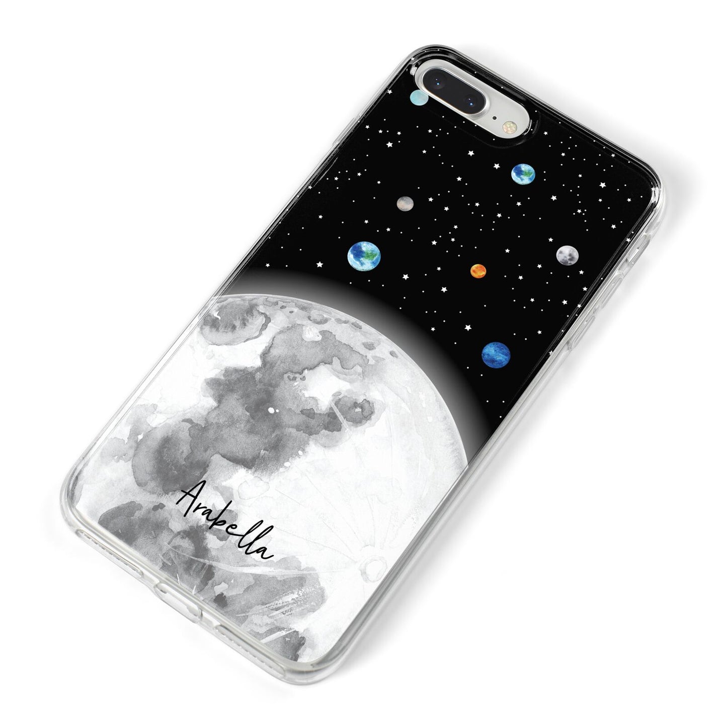 Watercolour Close up Moon with Name iPhone 8 Plus Bumper Case on Silver iPhone Alternative Image