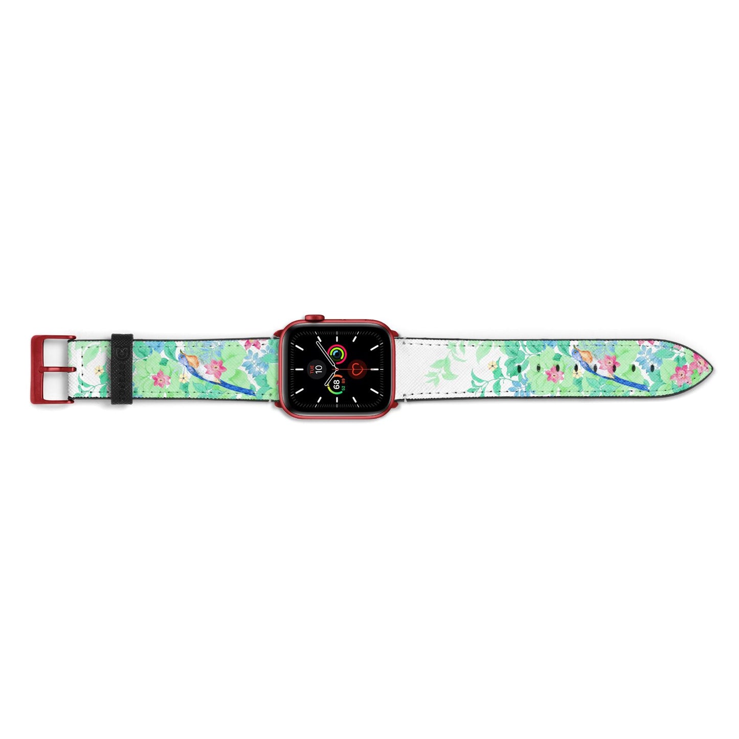 Watercolour Floral Apple Watch Strap Landscape Image Red Hardware