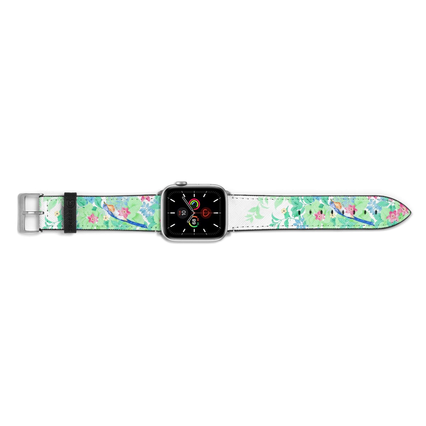 Watercolour Floral Apple Watch Strap Landscape Image Silver Hardware