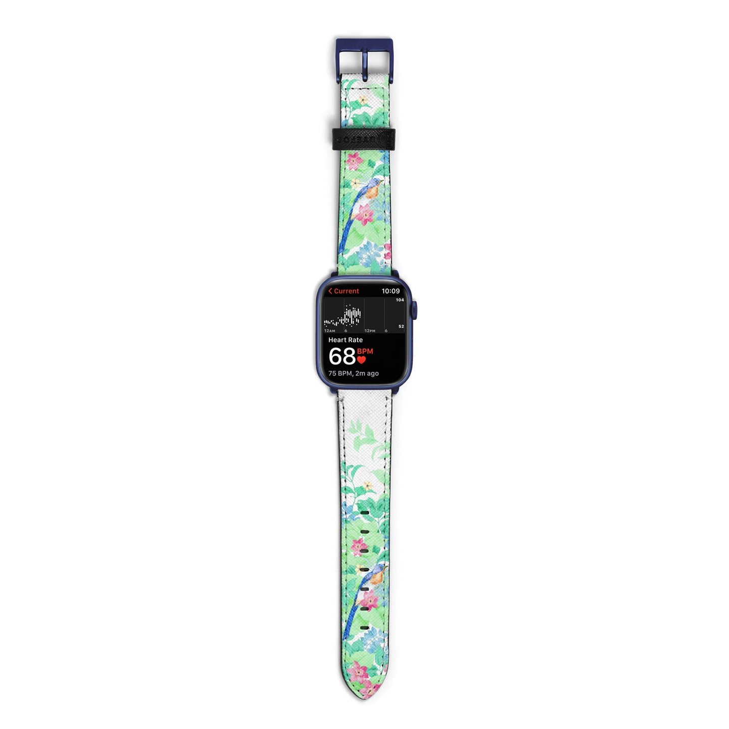 Watercolour Floral Apple Watch Strap Size 38mm with Blue Hardware