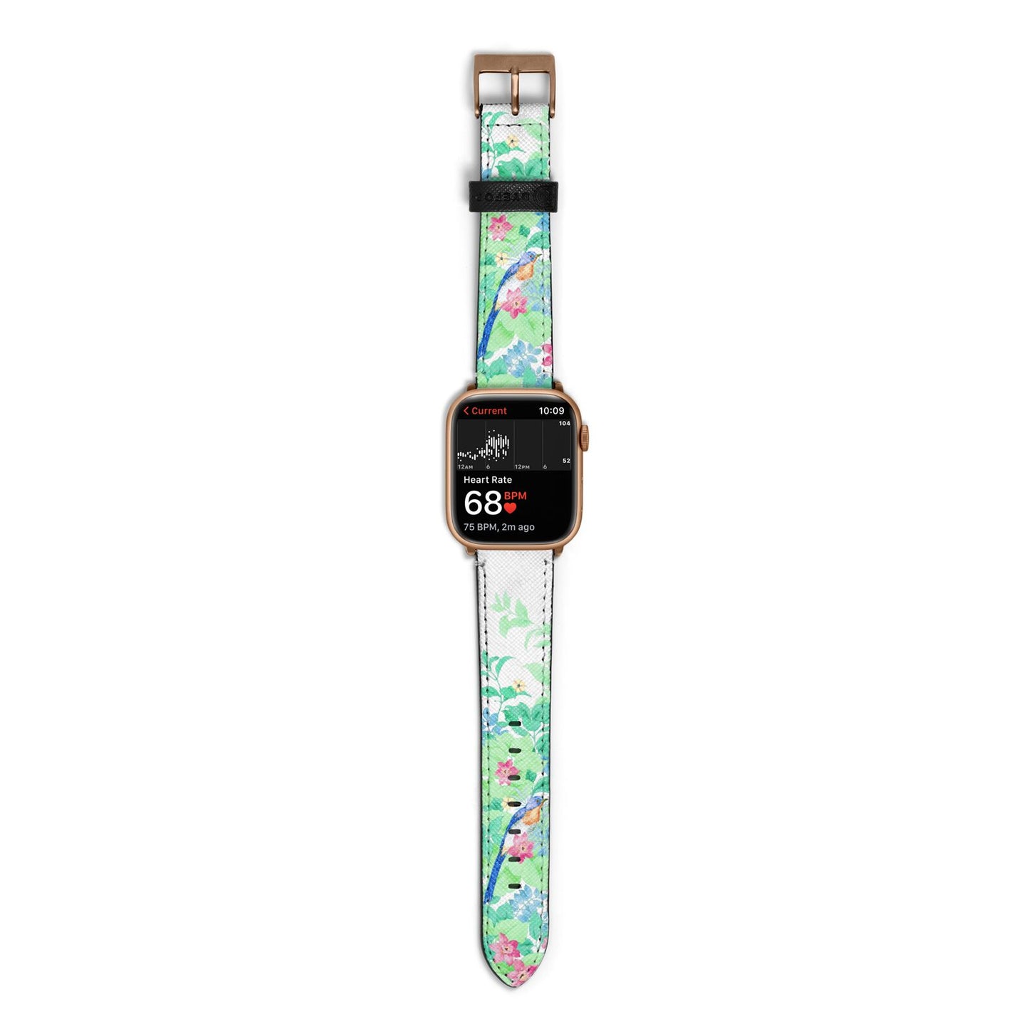 Watercolour Floral Apple Watch Strap Size 38mm with Gold Hardware
