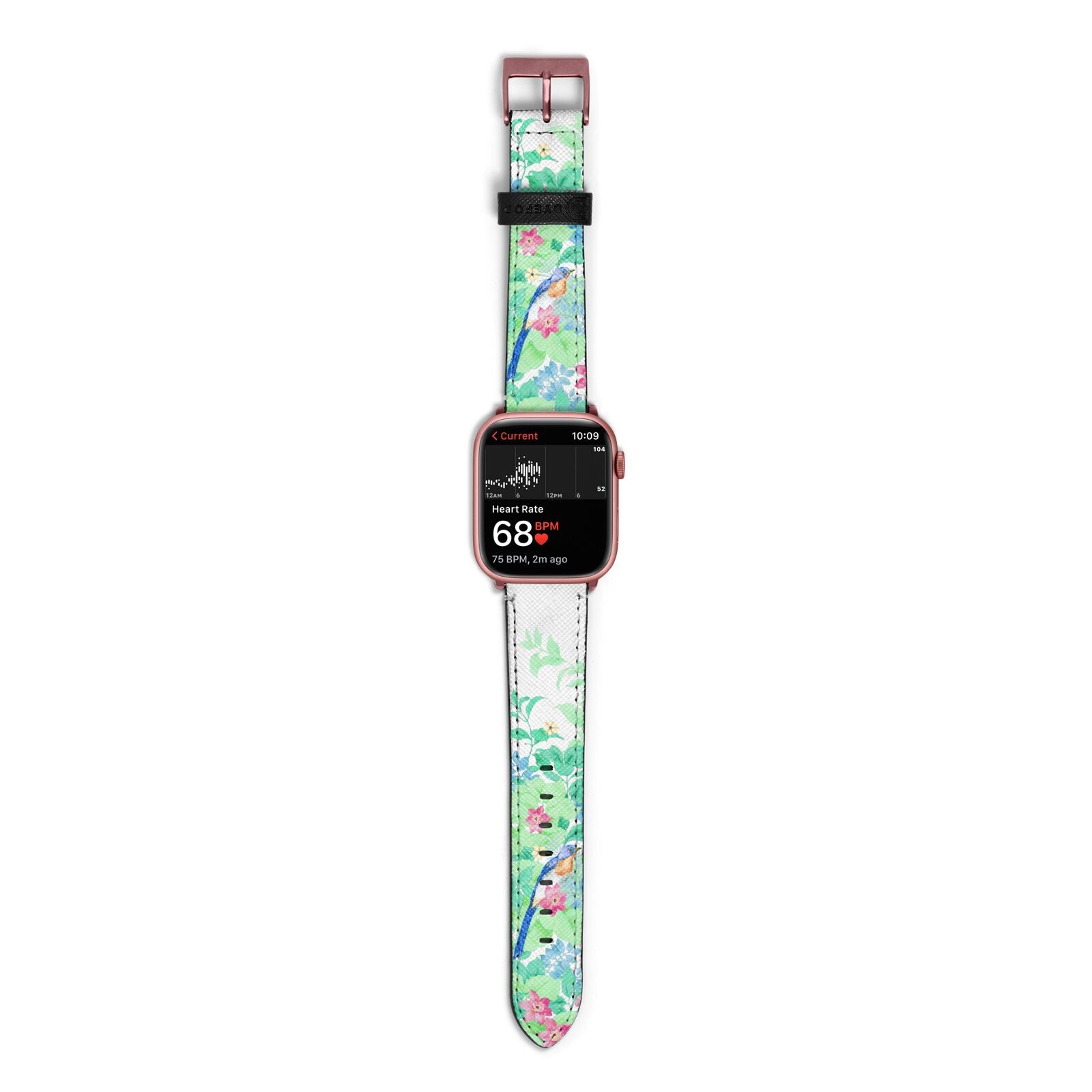Watercolour Floral Apple Watch Strap Size 38mm with Rose Gold Hardware