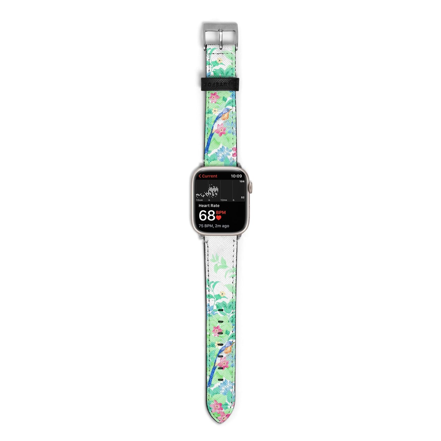 Watercolour Floral Apple Watch Strap Size 38mm with Silver Hardware