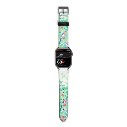Watercolour Floral Apple Watch Strap Size 38mm with Space Grey Hardware
