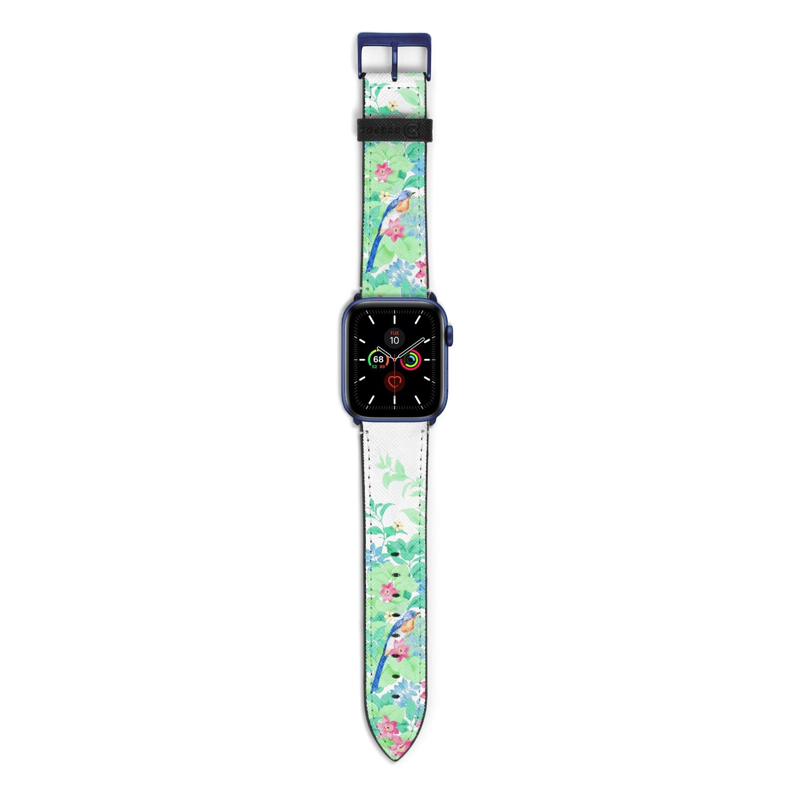 Watercolour Floral Apple Watch Strap with Blue Hardware