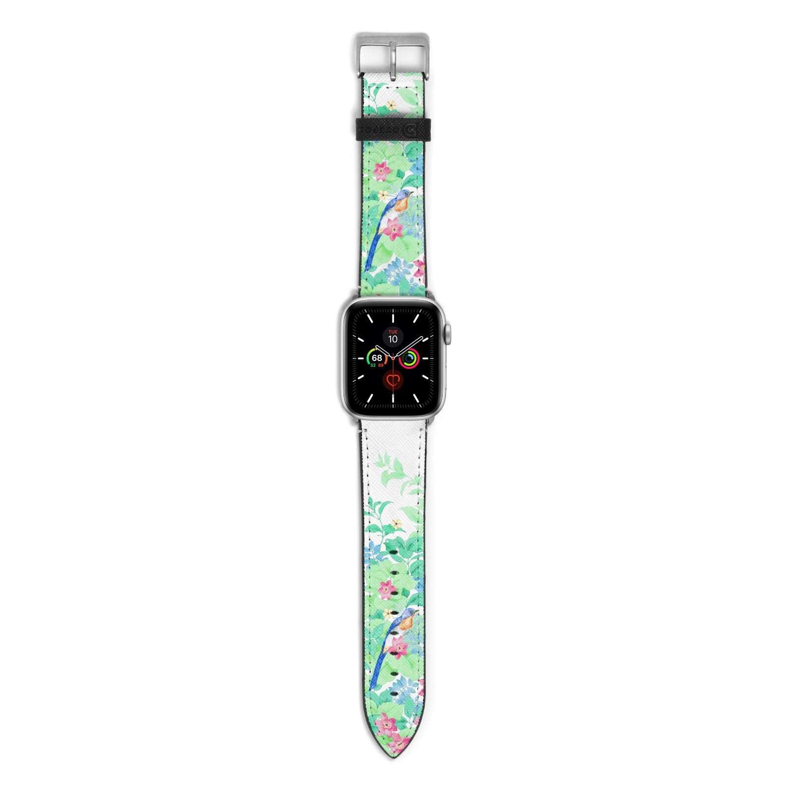 Watercolour Floral Apple Watch Strap with Silver Hardware