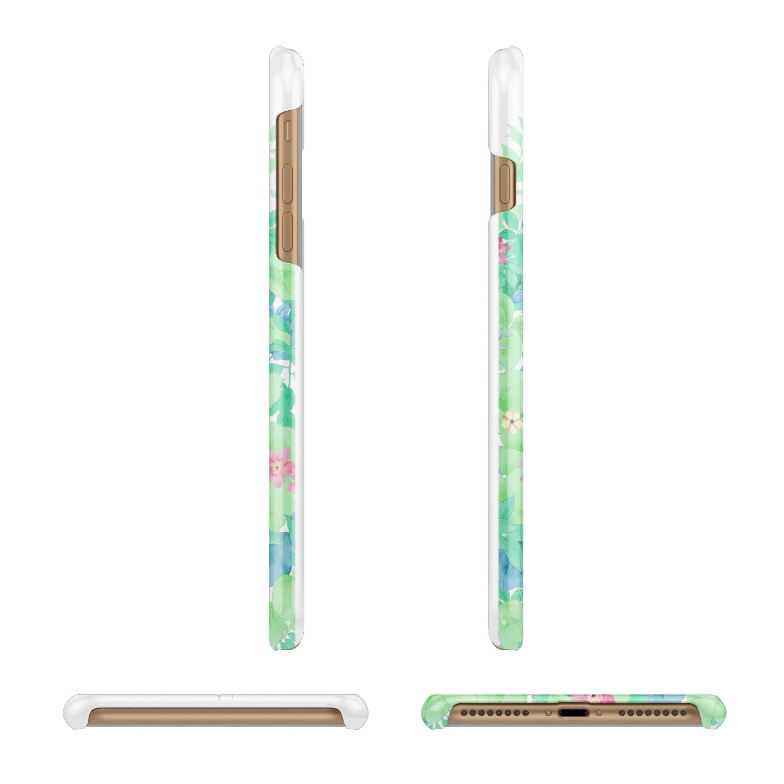 Watercolour Floral Apple iPhone 7 Plus 3D Wrap Snap Case Angled Images