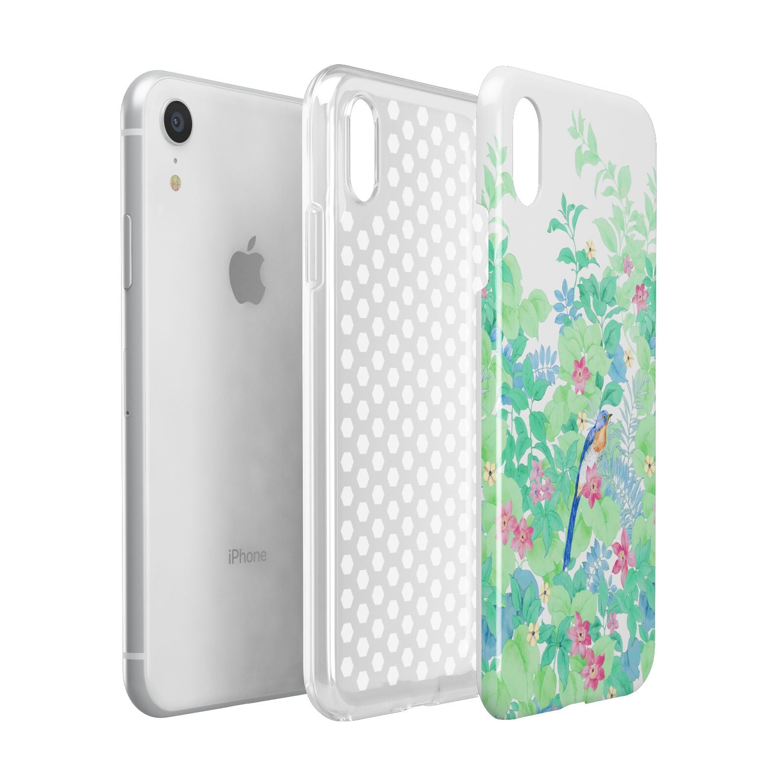 Watercolour Floral Apple iPhone XR White 3D Tough Case Expanded view
