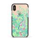 Watercolour Floral Apple iPhone Xs Impact Case Black Edge on Gold Phone