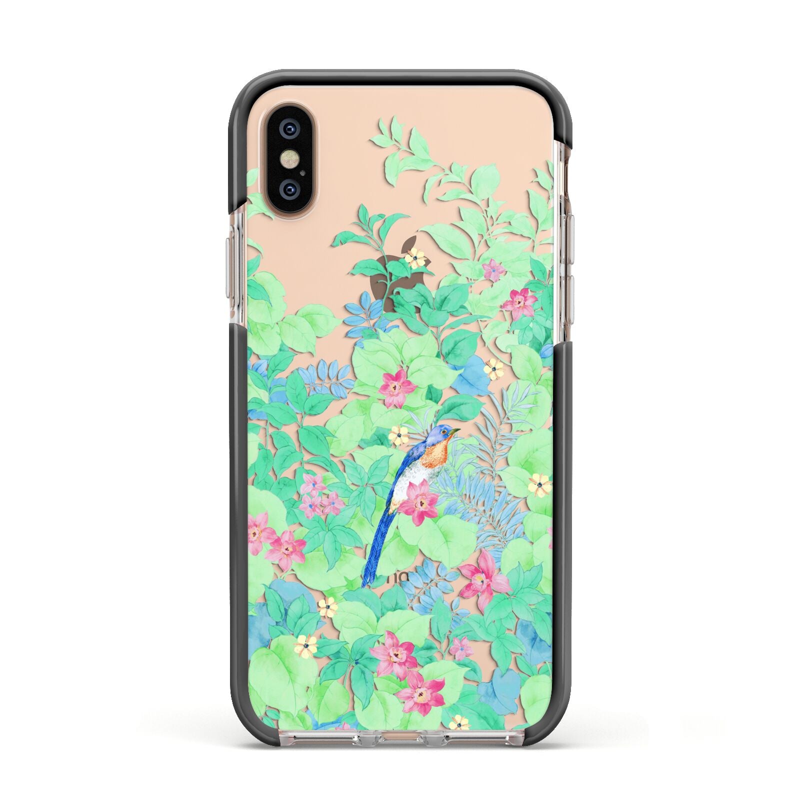 Watercolour Floral Apple iPhone Xs Impact Case Black Edge on Gold Phone