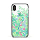 Watercolour Floral Apple iPhone Xs Impact Case Black Edge on Silver Phone