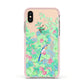 Watercolour Floral Apple iPhone Xs Impact Case Pink Edge on Gold Phone