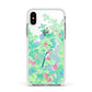 Watercolour Floral Apple iPhone Xs Impact Case White Edge on Silver Phone