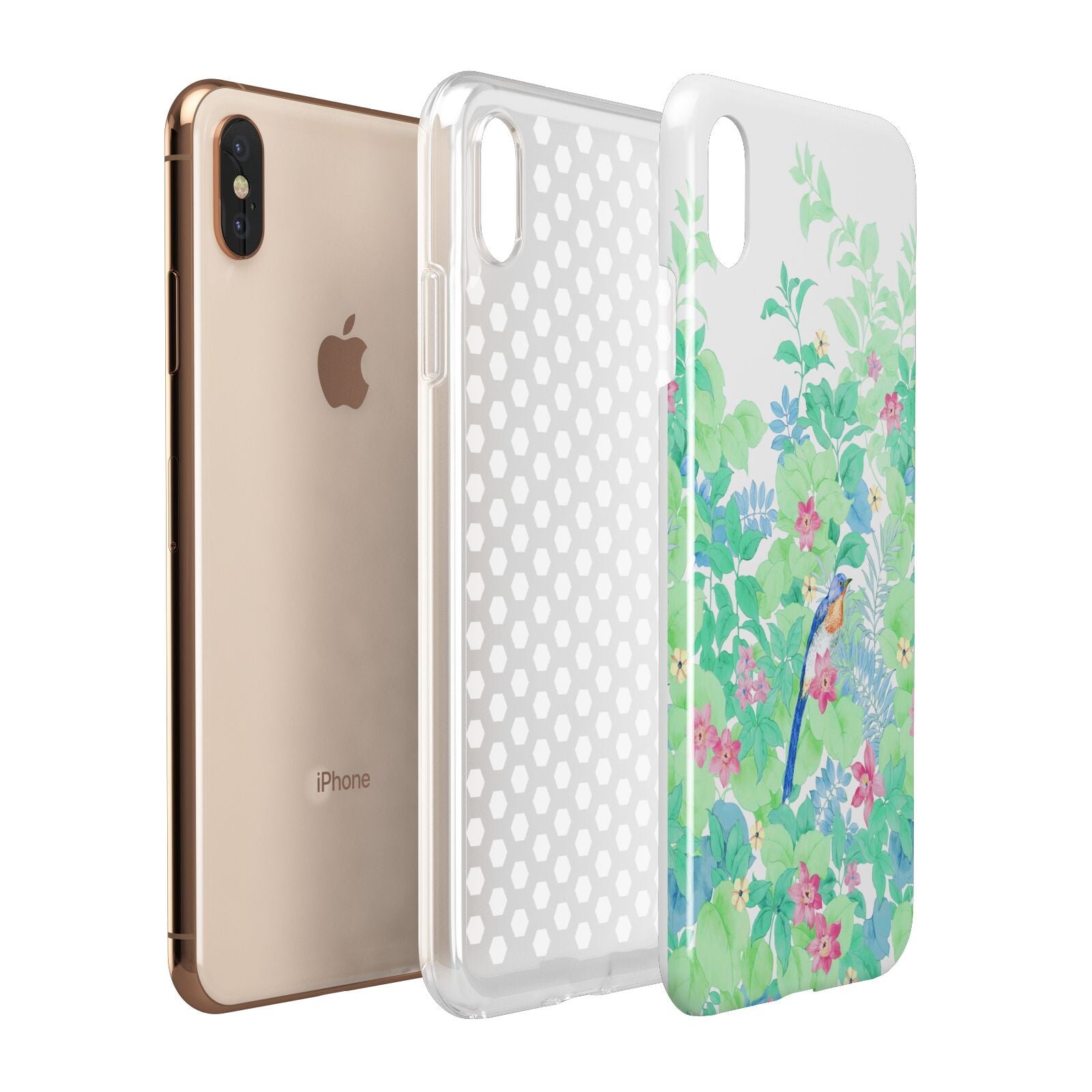 Watercolour Floral Apple iPhone Xs Max 3D Tough Case Expanded View