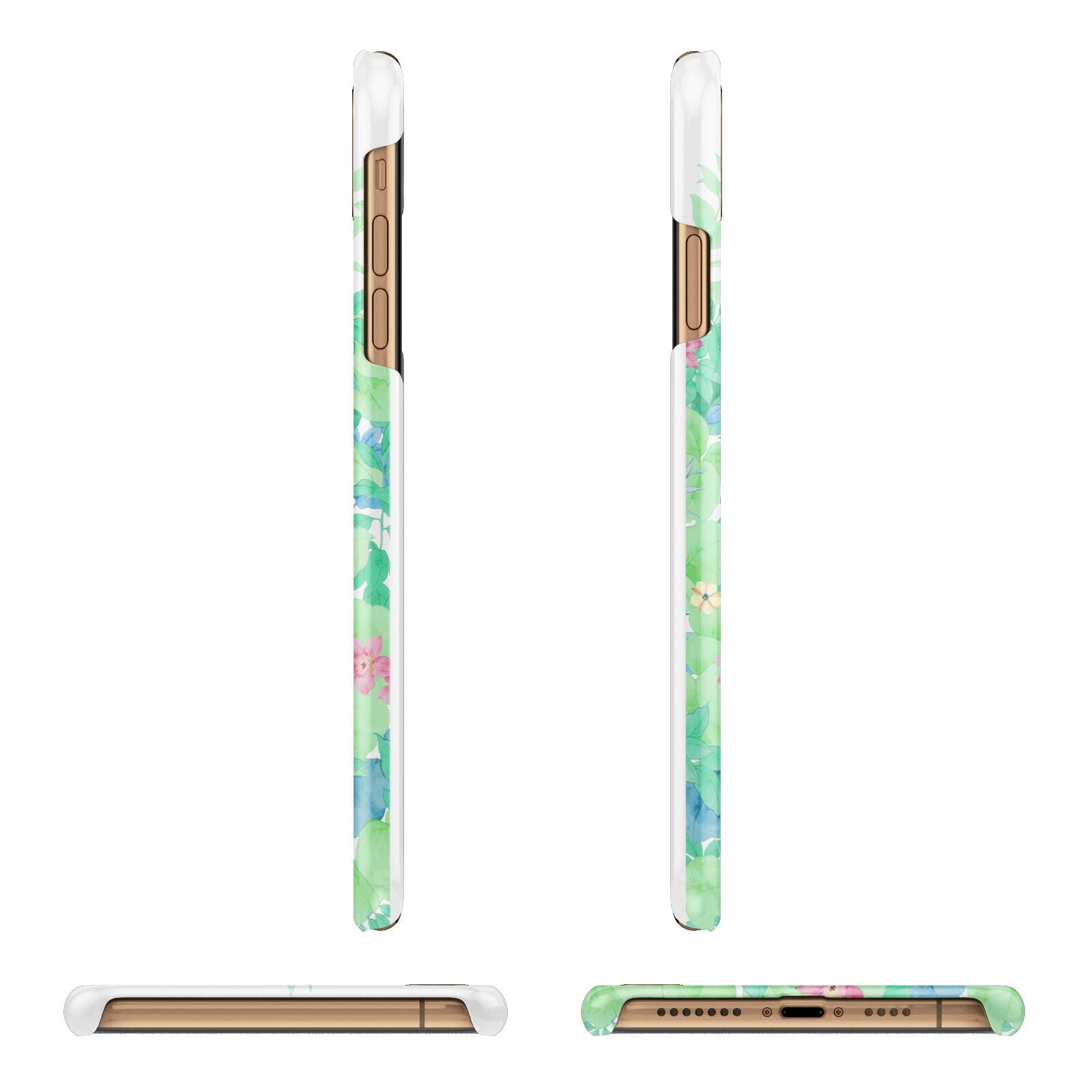 Watercolour Floral Apple iPhone Xs Max 3D Wrap Snap Case Angled Images