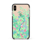 Watercolour Floral Apple iPhone Xs Max Impact Case Black Edge on Gold Phone