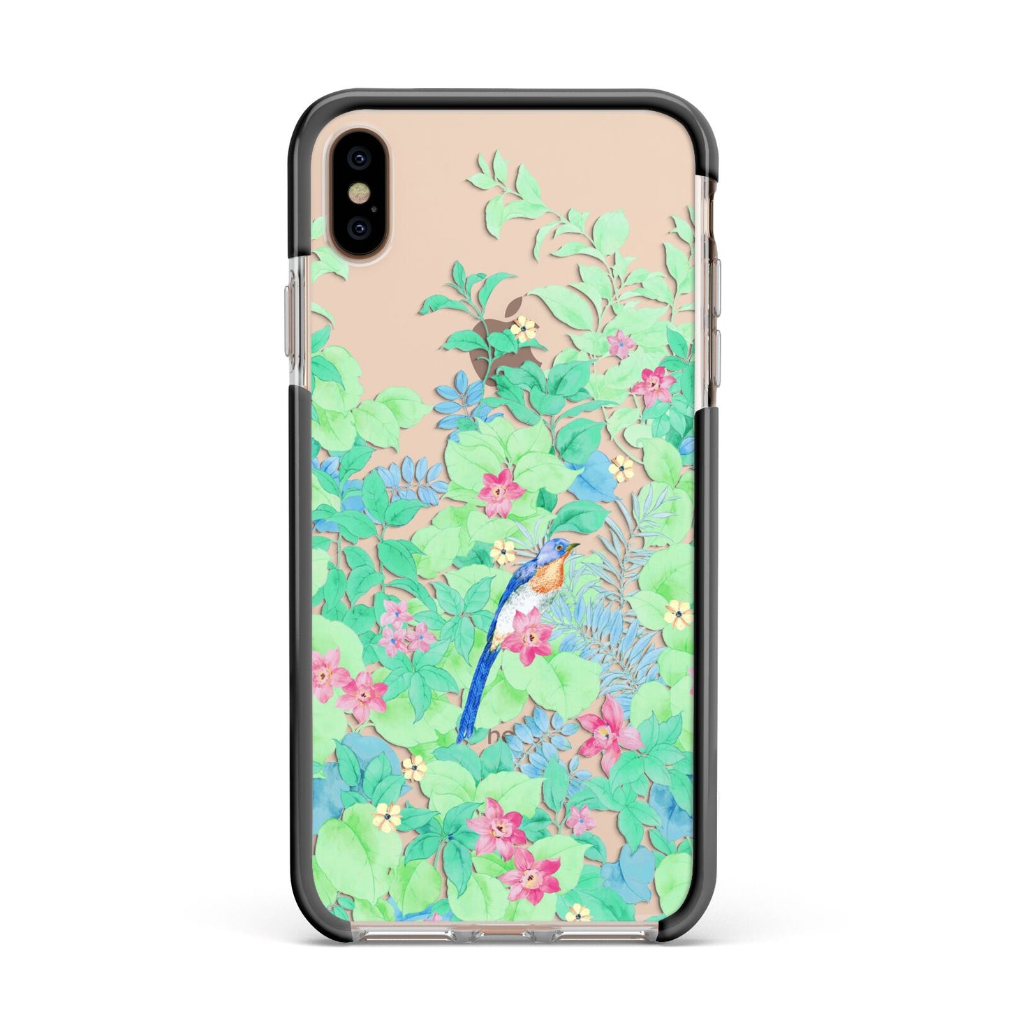Watercolour Floral Apple iPhone Xs Max Impact Case Black Edge on Gold Phone