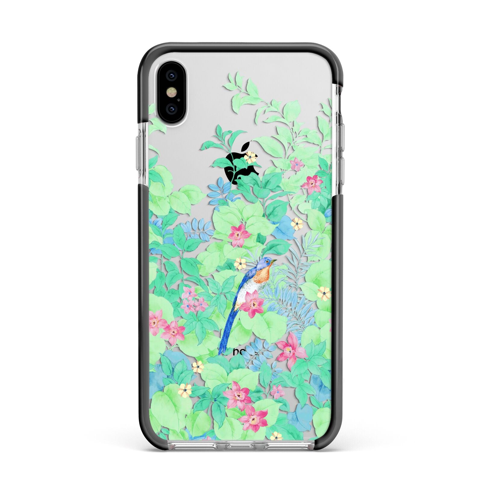 Watercolour Floral Apple iPhone Xs Max Impact Case Black Edge on Silver Phone