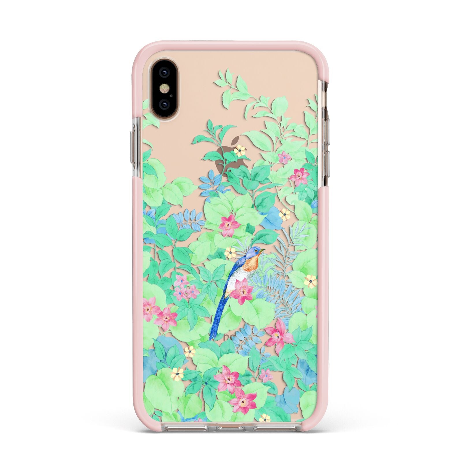 Watercolour Floral Apple iPhone Xs Max Impact Case Pink Edge on Gold Phone