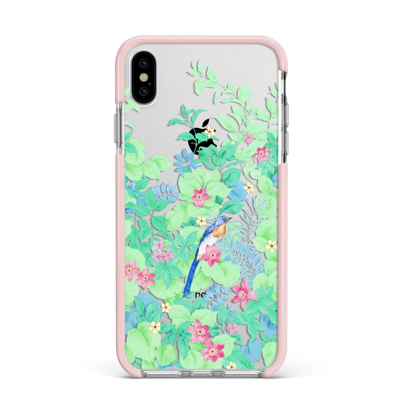 Watercolour Floral Apple iPhone Xs Max Impact Case Pink Edge on Silver Phone