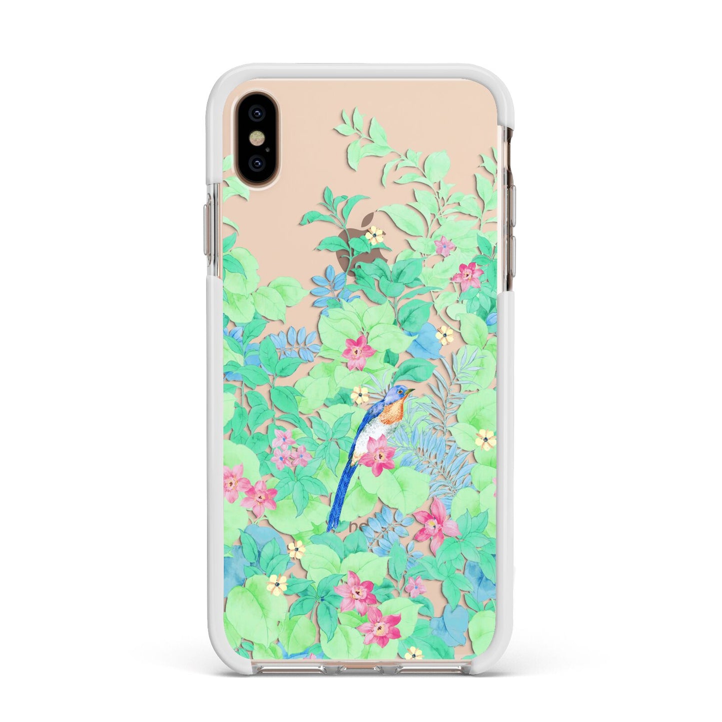 Watercolour Floral Apple iPhone Xs Max Impact Case White Edge on Gold Phone