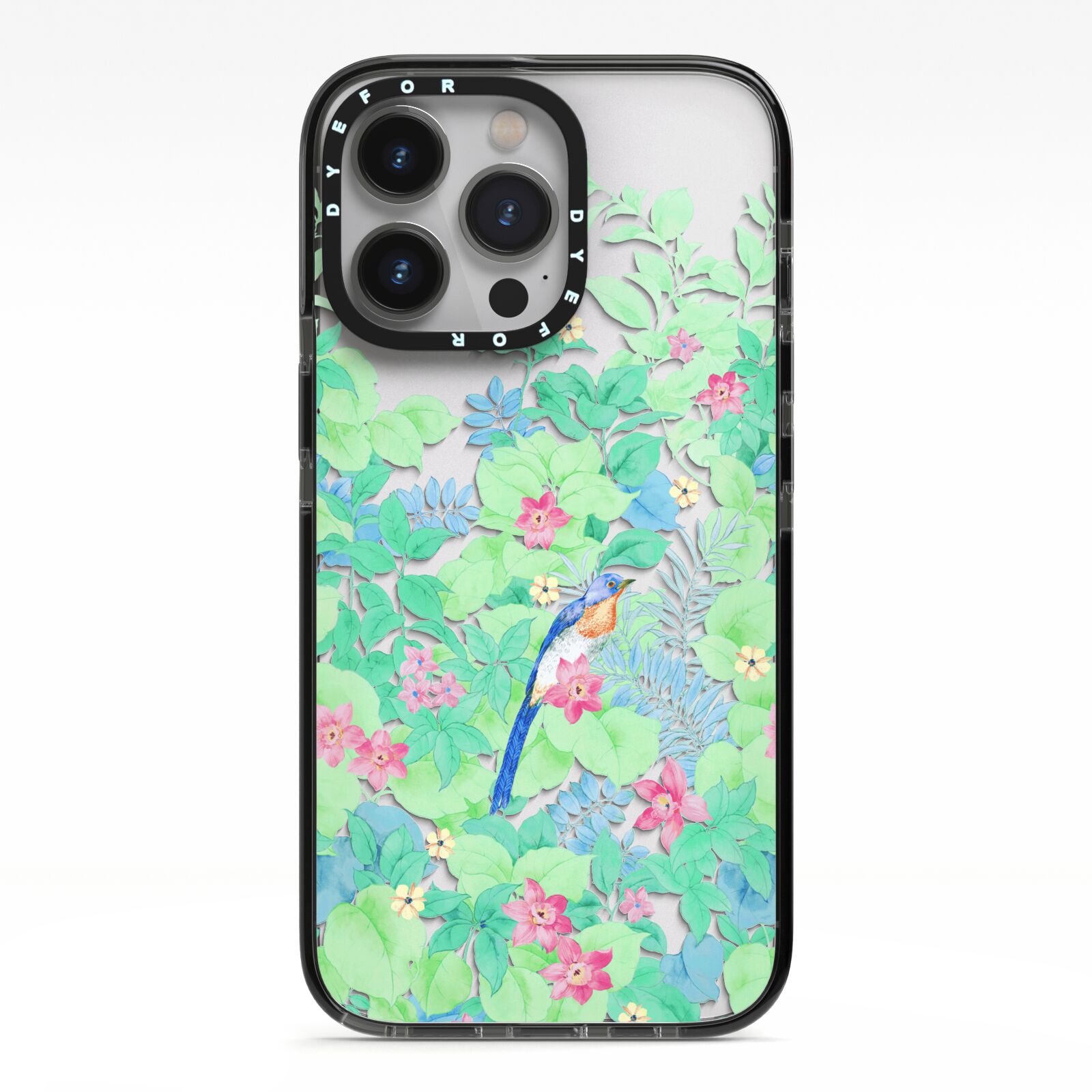 Watercolour Floral iPhone 13 Pro Black Impact Case on Silver phone