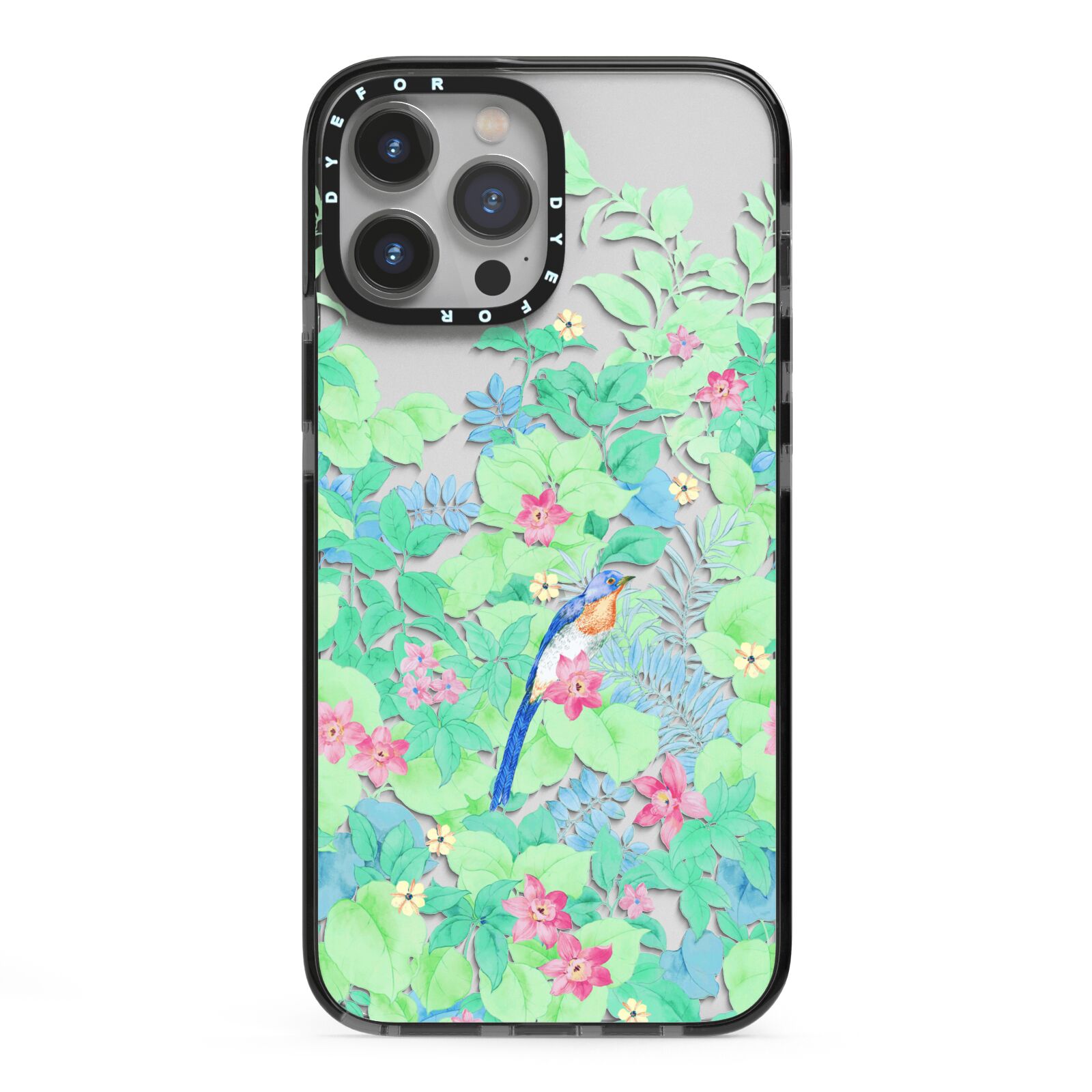 Watercolour Floral iPhone 13 Pro Max Black Impact Case on Silver phone