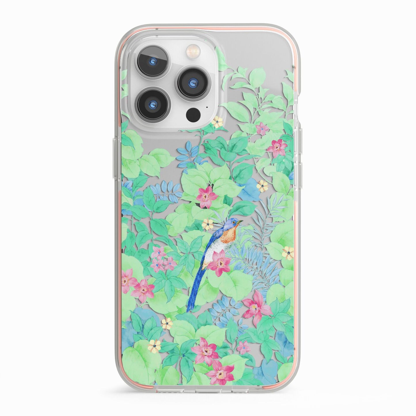 Watercolour Floral iPhone 13 Pro TPU Impact Case with Pink Edges