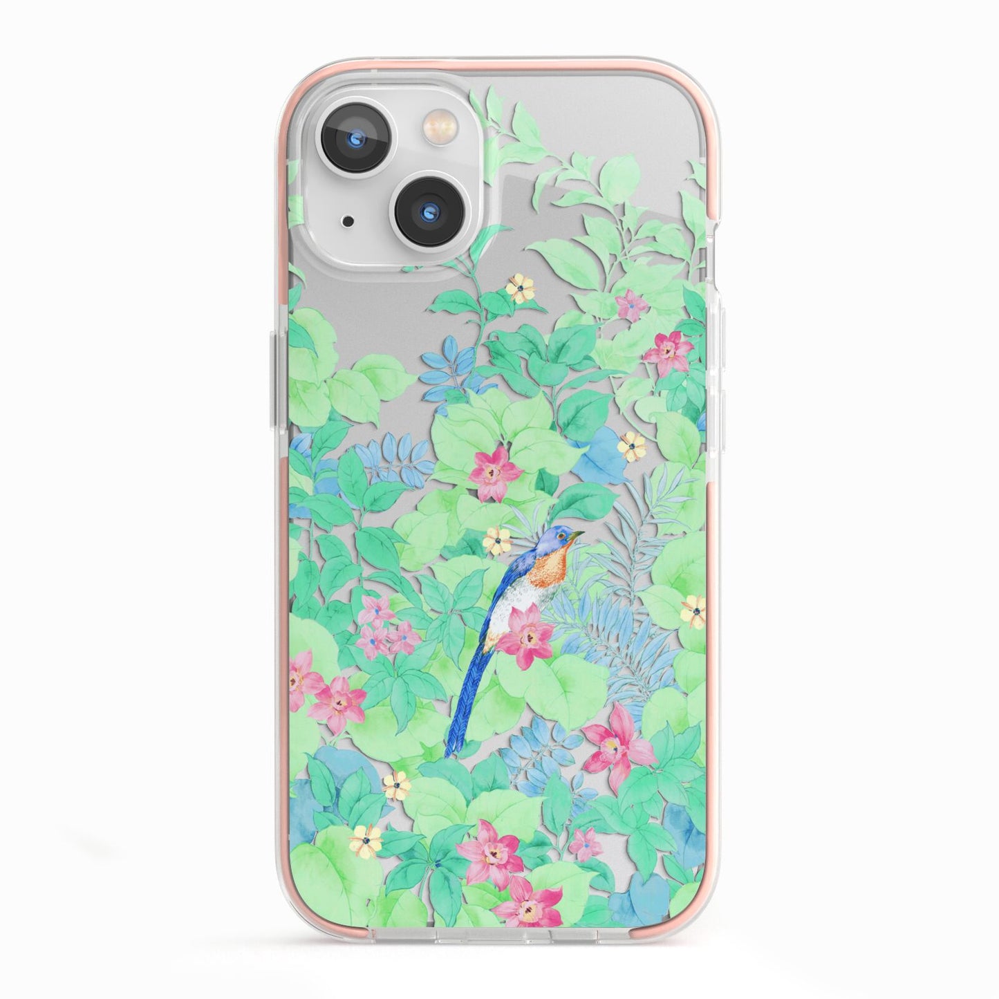 Watercolour Floral iPhone 13 TPU Impact Case with Pink Edges
