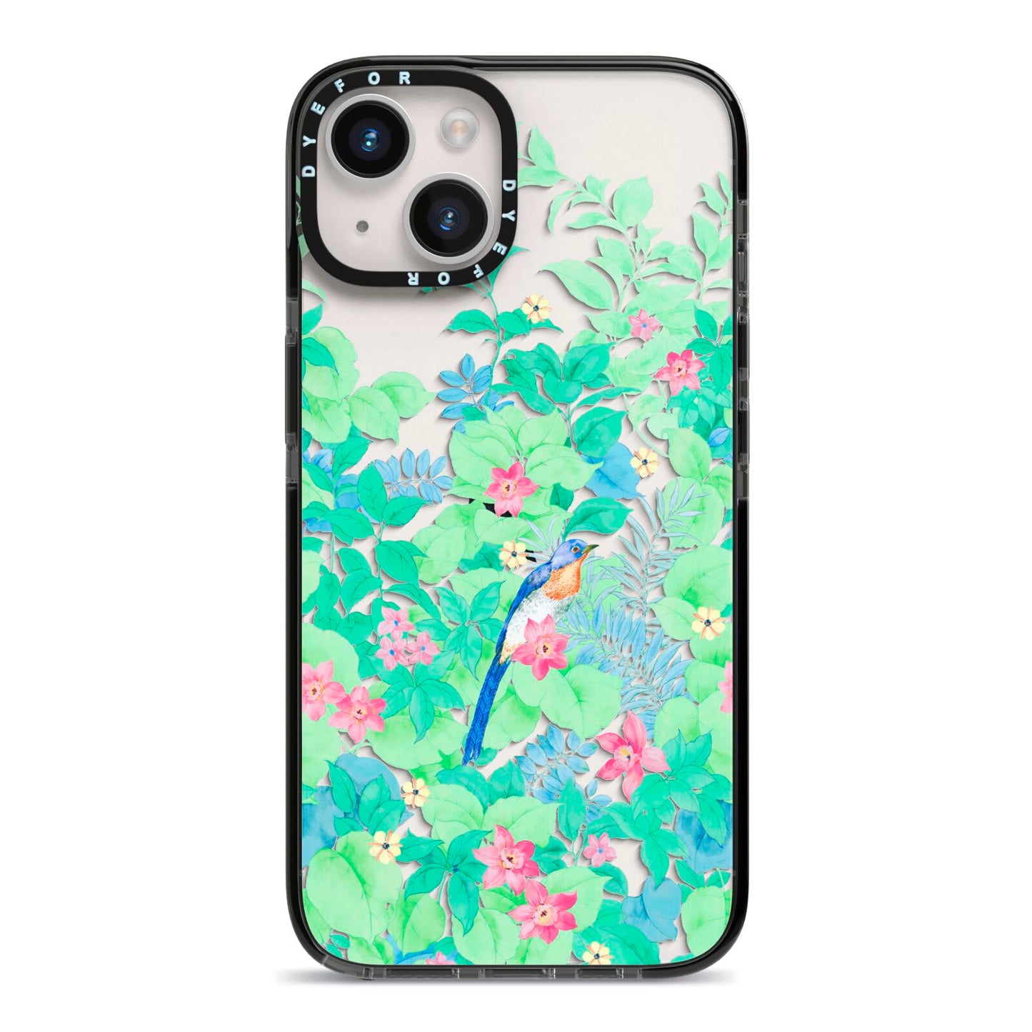 Watercolour Floral iPhone 14 Black Impact Case on Silver phone