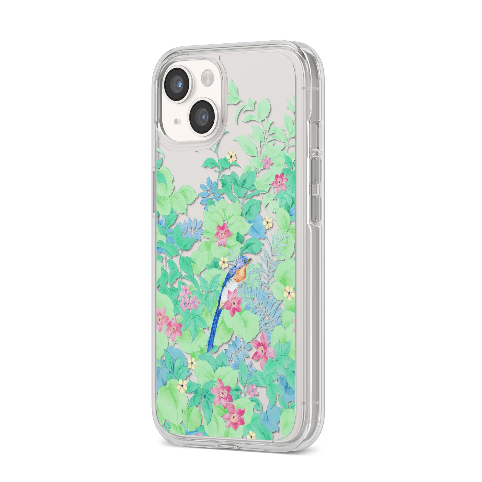 Watercolour Floral iPhone 14 Clear Tough Case Starlight Angled Image