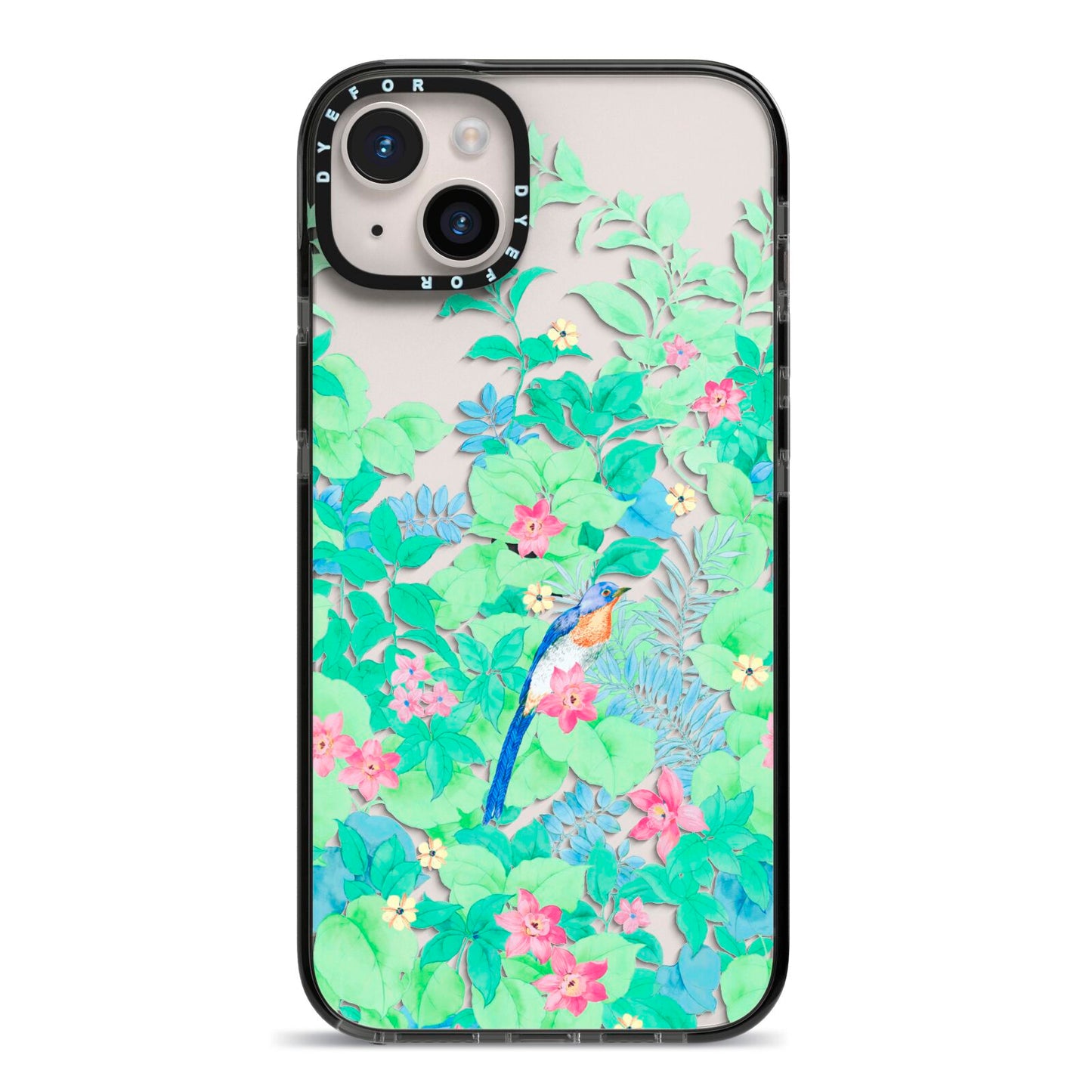 Watercolour Floral iPhone 14 Plus Black Impact Case on Silver phone