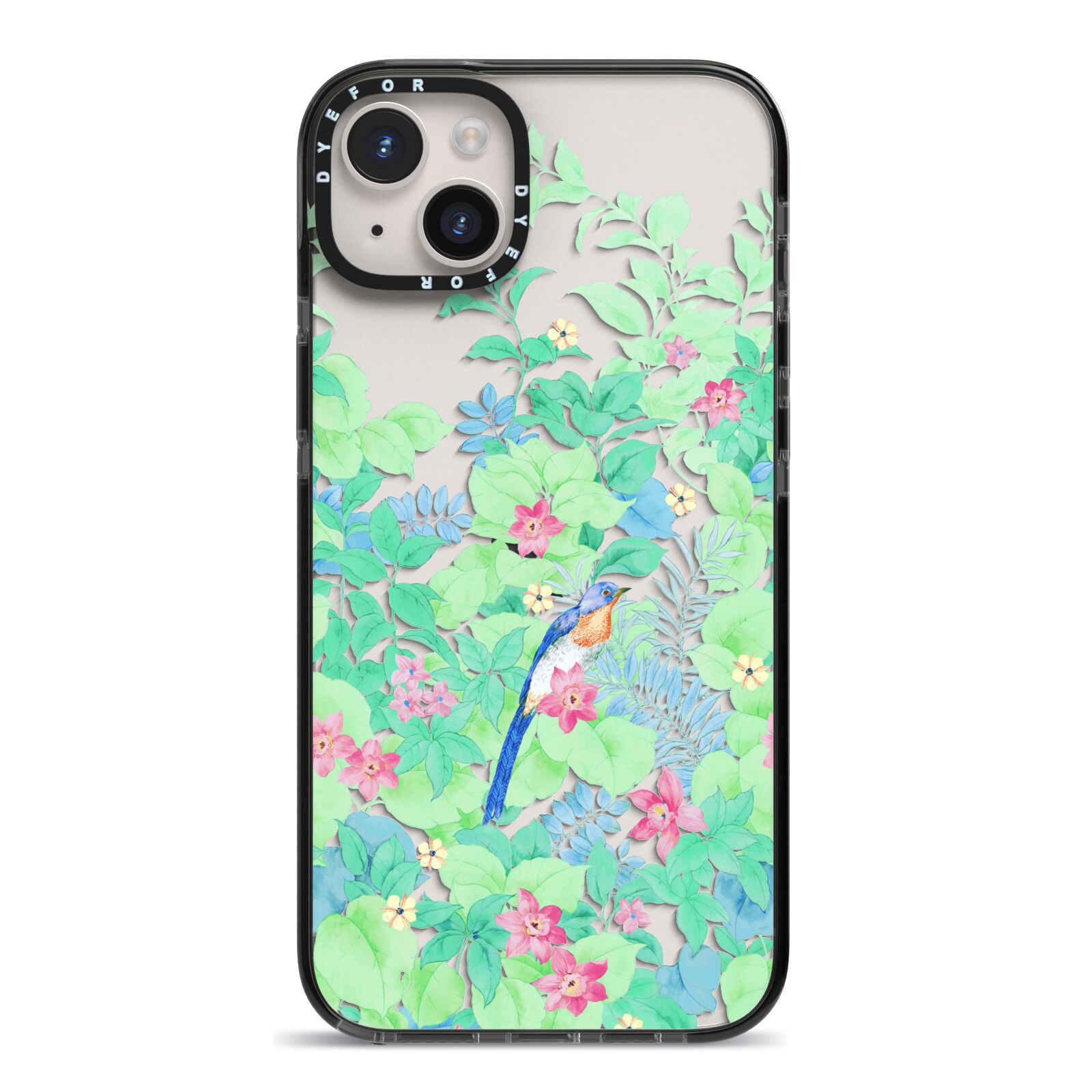 Watercolour Floral iPhone 14 Plus Black Impact Case on Silver phone
