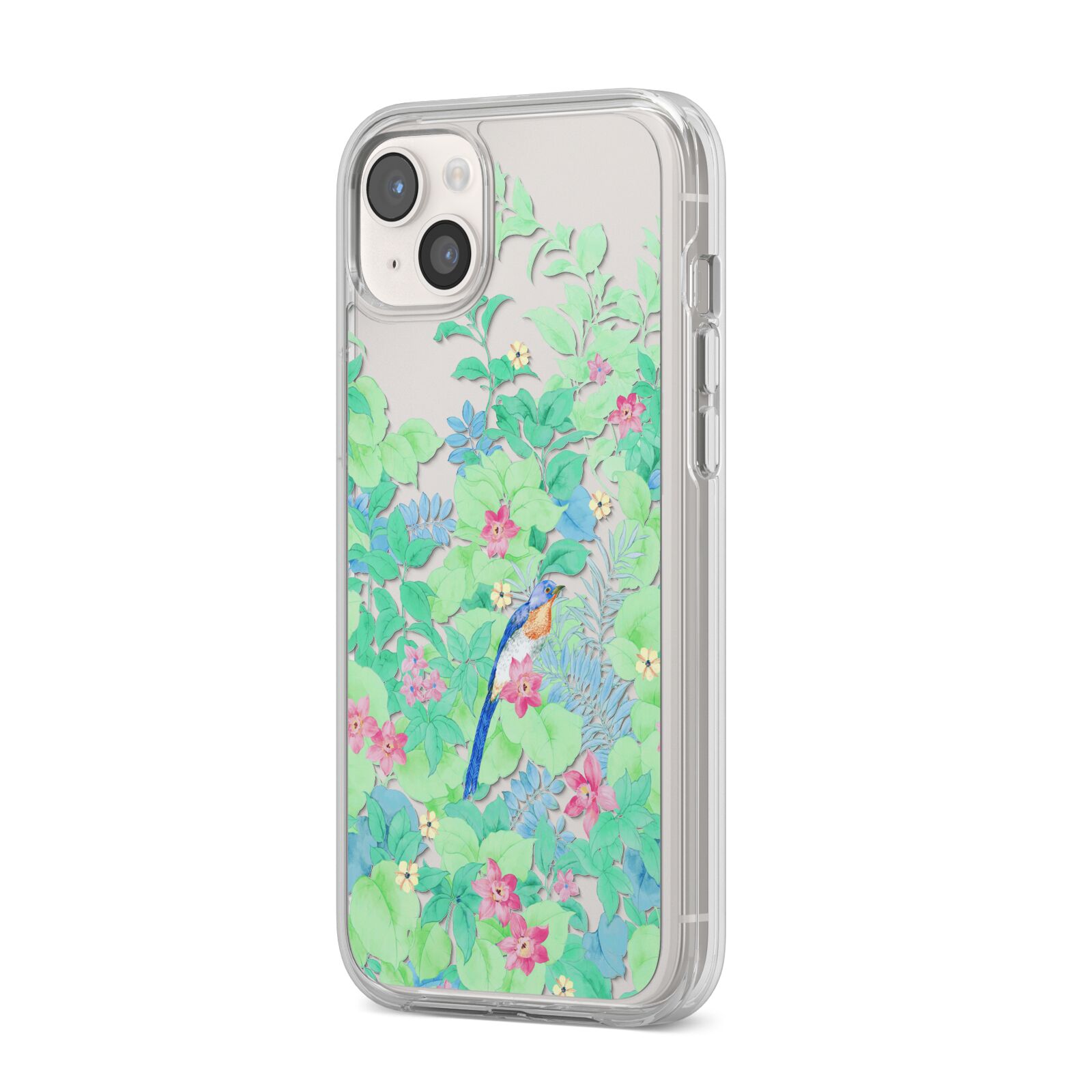 Watercolour Floral iPhone 14 Plus Clear Tough Case Starlight Angled Image