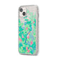 Watercolour Floral iPhone 14 Plus Glitter Tough Case Starlight Angled Image