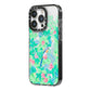 Watercolour Floral iPhone 14 Pro Black Impact Case Side Angle on Silver phone