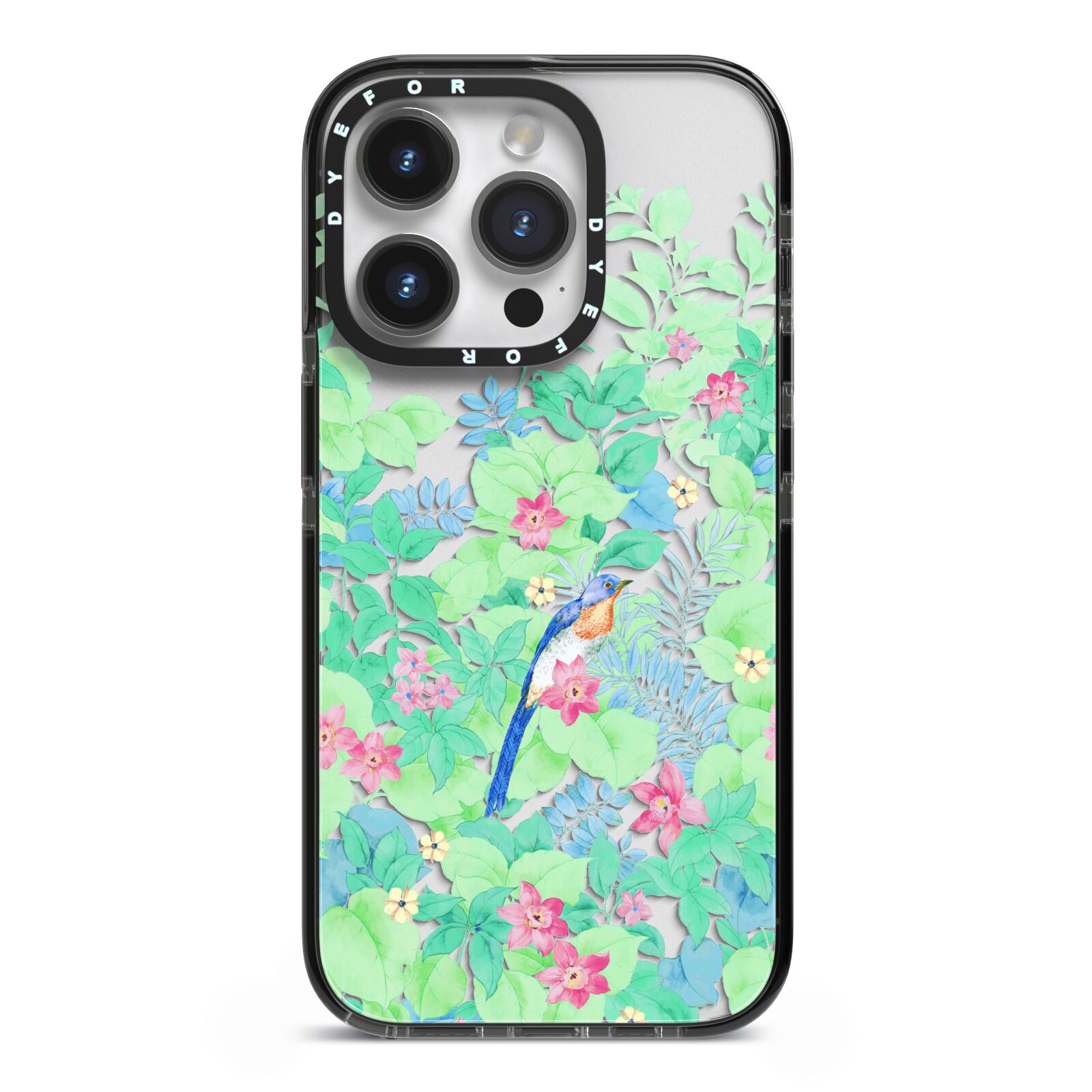 Watercolour Floral iPhone 14 Pro Black Impact Case on Silver phone