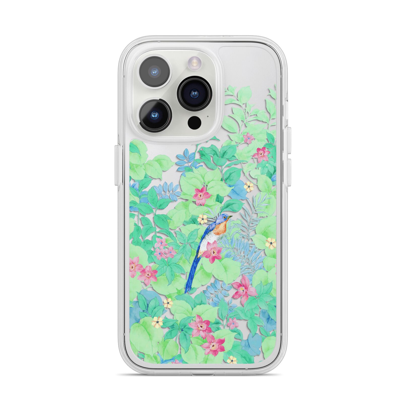 Watercolour Floral iPhone 14 Pro Clear Tough Case Silver