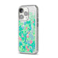 Watercolour Floral iPhone 14 Pro Glitter Tough Case Silver Angled Image