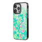 Watercolour Floral iPhone 14 Pro Max Black Impact Case Side Angle on Silver phone