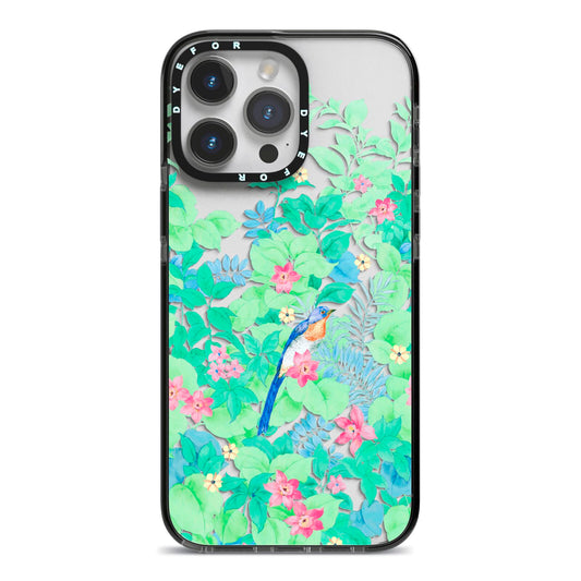 Watercolour Floral iPhone 14 Pro Max Black Impact Case on Silver phone