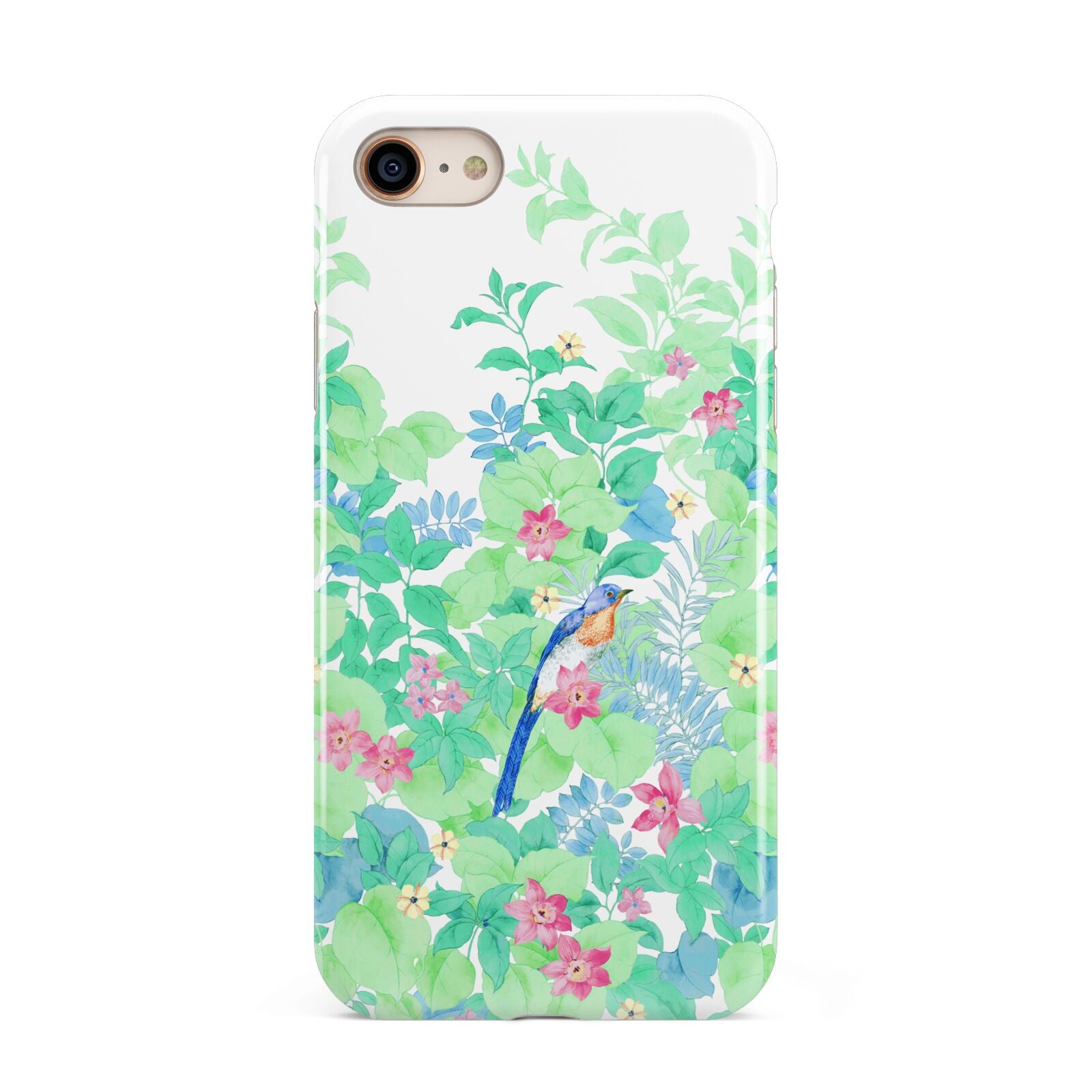 Watercolour Floral iPhone 8 3D Tough Case on Gold Phone