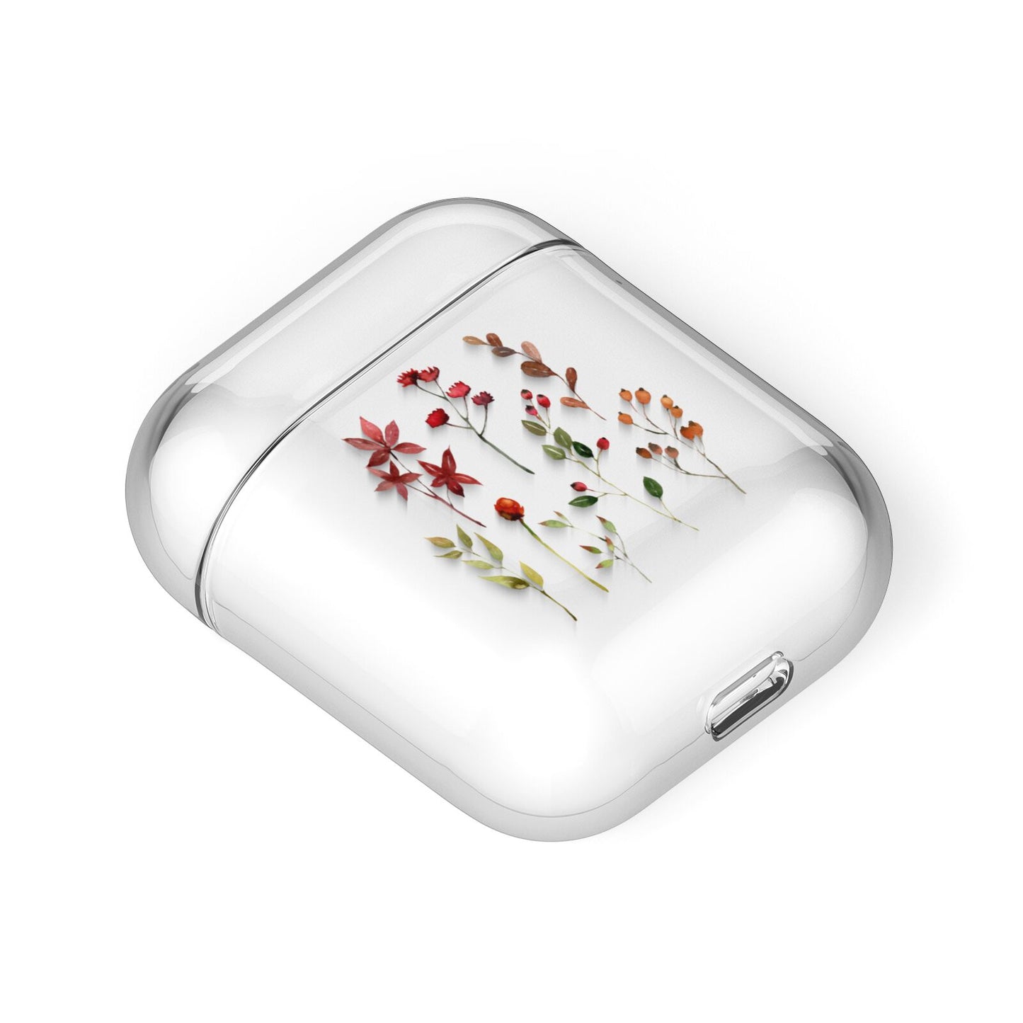 Watercolour Flowers and Foliage AirPods Case Laid Flat