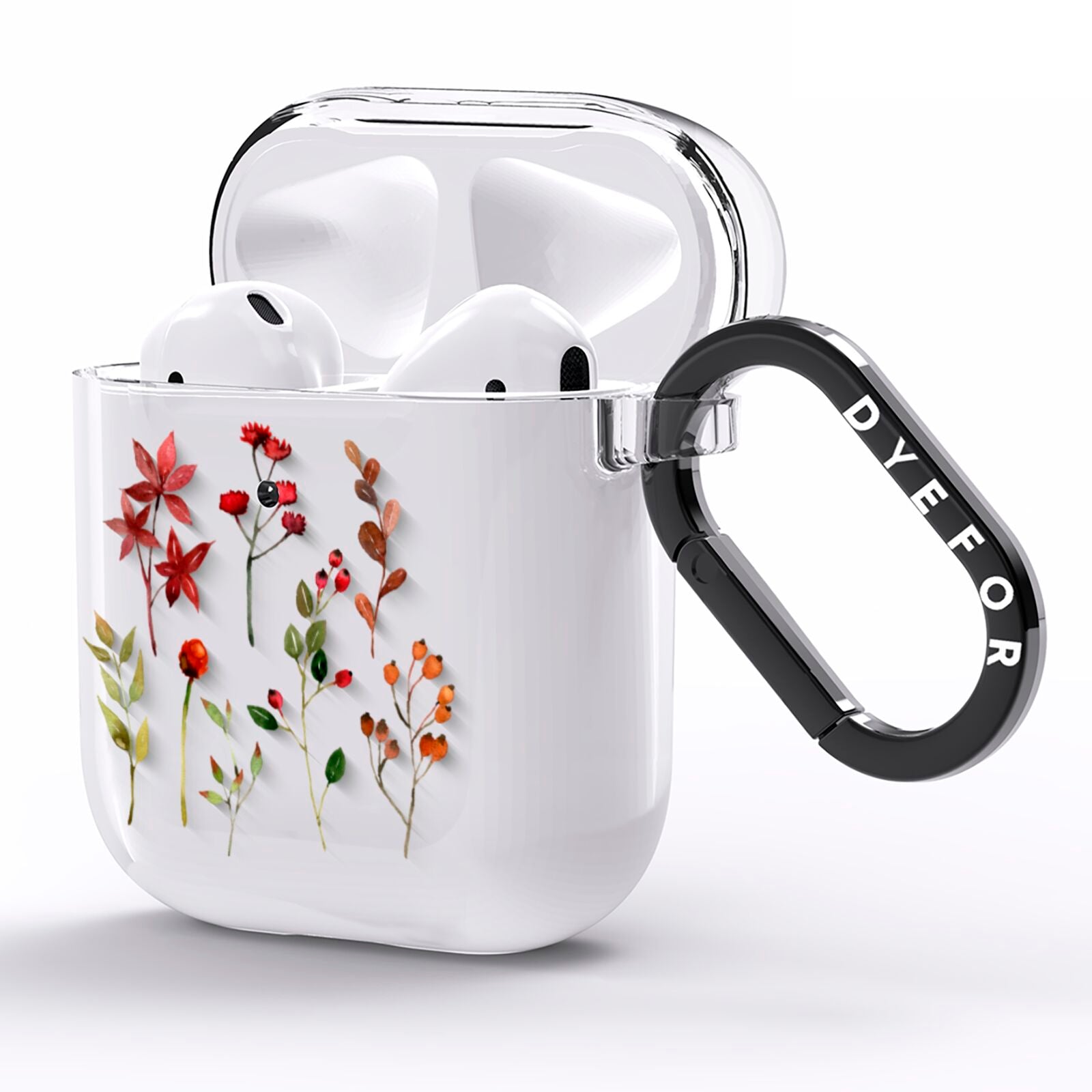 Watercolour Flowers and Foliage AirPods Clear Case Side Image